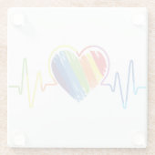 Regenbooghartslag | Abstract Scribble Heart LGBQ Glazen Onderzetter (Achterkant)