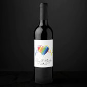 Regenbooghartslag | Abstract Scribble Heart LGBQ Wijn Etiket