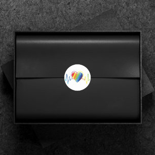 Regenbooghartslag  Artistieke Abstracte Gay Pride  Ronde Sticker