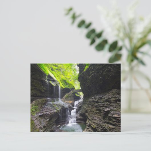 RegenboogHerfsten en cascade, Watkins Glen, New Yo Briefkaart (Staand voorkant)