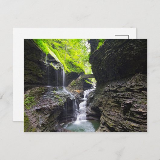 RegenboogHerfsten en cascade, Watkins Glen, New Yo Briefkaart (Voorkant / Achterkant)