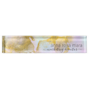 *~* Regenboogholograghes Pastel Gold Foil Naambordje