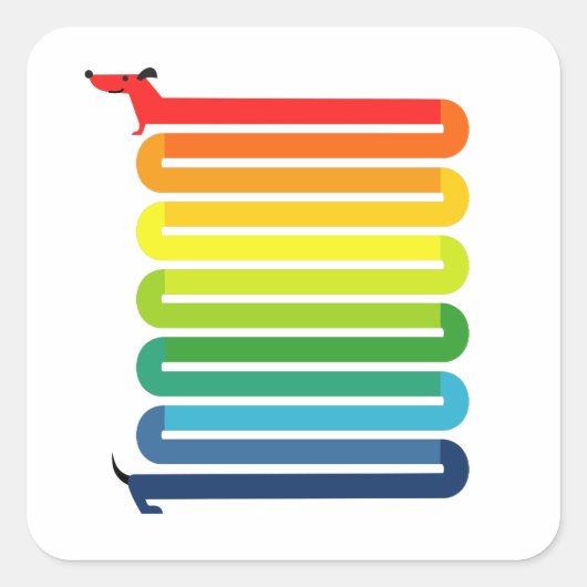 Regenbooghond Vierkante Sticker (Voorkant)