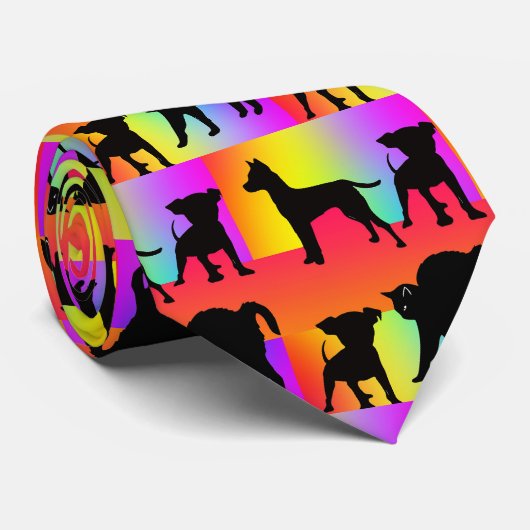 Regenbooghonden en -katten stropdas (Opgerold)