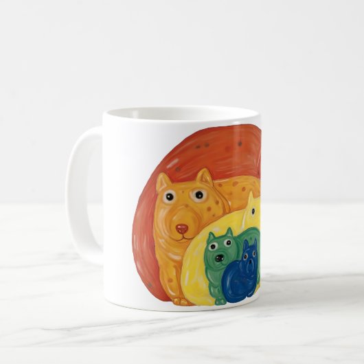regenbooghonden koffiemok (Voorkant links)