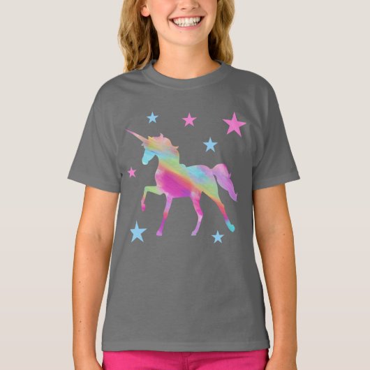 Regenbooghoorn en sterretjes t-shirt (Voorkant)