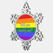 #regenbooghuwelijk voordracht kerstversiering tin sneeuwvlok ornament (Rechts)