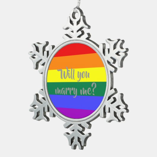 #regenbooghuwelijk voordracht kerstversiering tin sneeuwvlok ornament (Rechts)