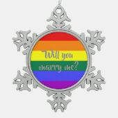 #regenbooghuwelijk voordracht kerstversiering tin sneeuwvlok ornament (Voorkant)