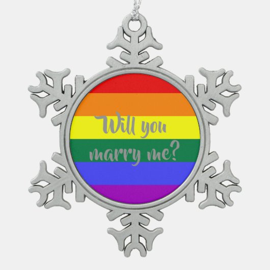 #regenbooghuwelijk voordracht kerstversiering tin sneeuwvlok ornament (Voorkant)
