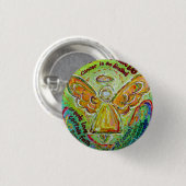 Regenboogkanker engel waarin spelden of Buttonnen  Ronde Button 3,2 Cm (Voorkant /achterkant)