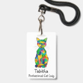 Regenboogkat Badge (Voorzijde met lanyard)