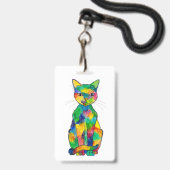 Regenboogkat Badge (Achterkant met lanyard)