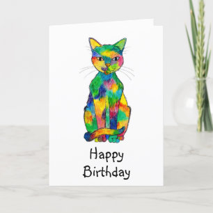 Regenboogkat Birthday Kaart