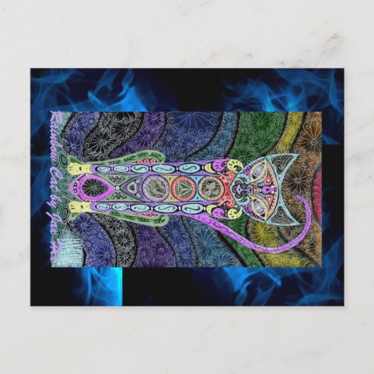 Regenboogkat Briefkaart (Voorkant)