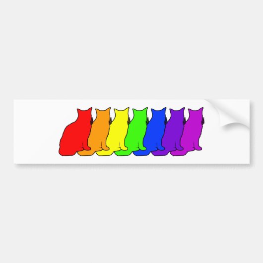 Regenboogkat Bumpersticker (Voorkant)