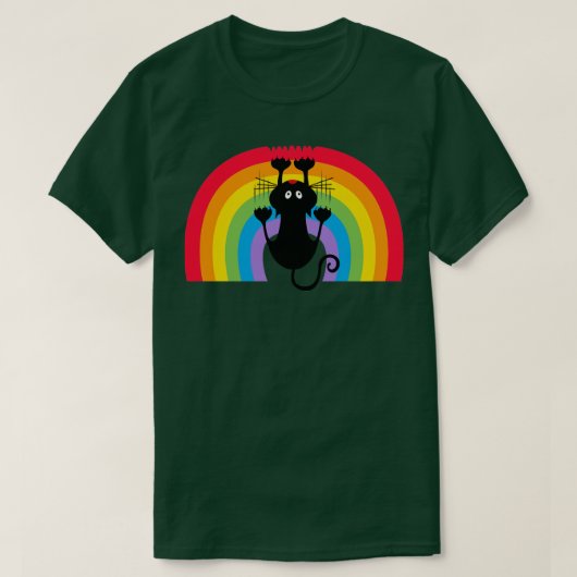 regenboogkat grappige kat op de regenboog t-shirt (Design voorkant)