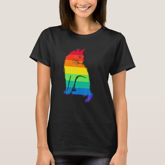 Regenboogkat L van Gay Pride T-shirt (Voorkant)