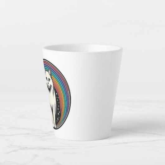 regenboogkat latte mok (Voorkant)