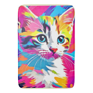 Regenboogkat: levendig portret badmat