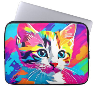 Regenboogkat: levendig portret laptop sleeve