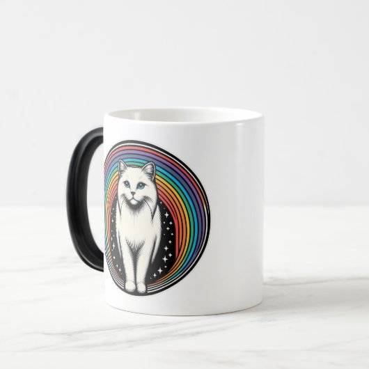 regenboogkat magische mok (Voorkant links)