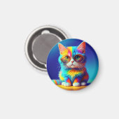 Regenboogkat met Bril Magneet (Voorkant / Achterkant)