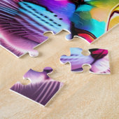 Regenboogkat met neonverlichting, kleurrijke kat legpuzzel (Zijkant)