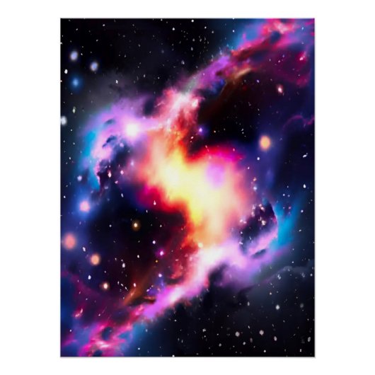 Regenboogkat Oognebula Galaxy Glossy Poster (Voorkant)