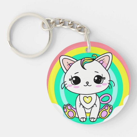 Regenboogkat Sleutelhanger (Voorkant)