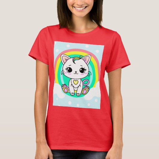 Regenboogkat T-shirt (Voorkant)