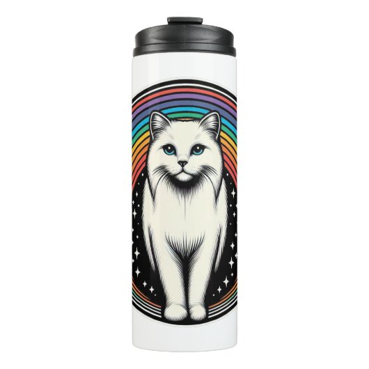 regenboogkat thermosbeker (Voorkant)