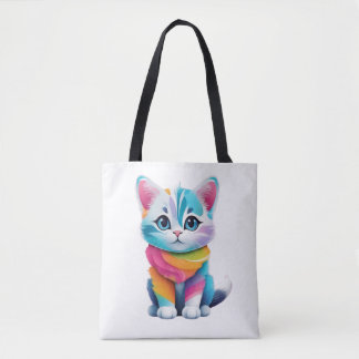regenboogkat tote bag