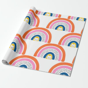 Regenboogkatten naadloos kinder patroon. Handteken Cadeaupapier