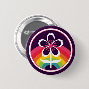 regenboogkers bloesem ronde button 5,7 cm