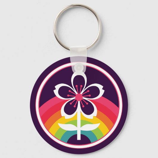 regenboogkers bloesem sleutelhanger (Voorkant)
