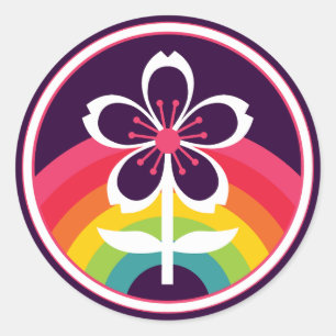 regenboogkersen bloesems sleutelhanger ronde sticker