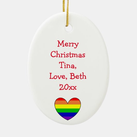 Regenboogkerst LGBTQ Keramisch Ornament (Achterkant)