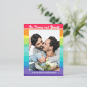 Regenboogkerst Wees Merry en foto van Bright LGBTQ Briefkaart (Staand voorkant)