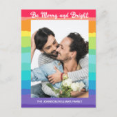 Regenboogkerst Wees Merry en foto van Bright LGBTQ Briefkaart (Voorkant)