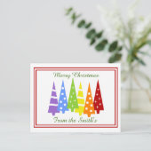 Regenboogkerstbomen Feestdagenkaart (Staand voorkant)