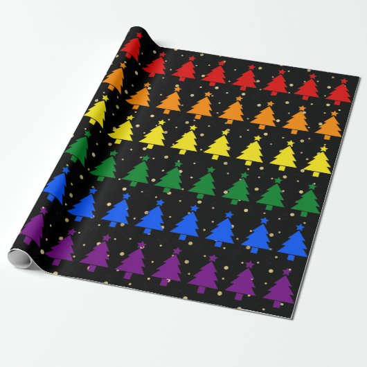 Regenboogkerstbomen LGBTQIA Cadeaupapier (Uitgerold)