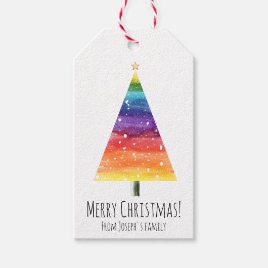 Regenboogkerstboom Cadeaulabel (Voorkant)