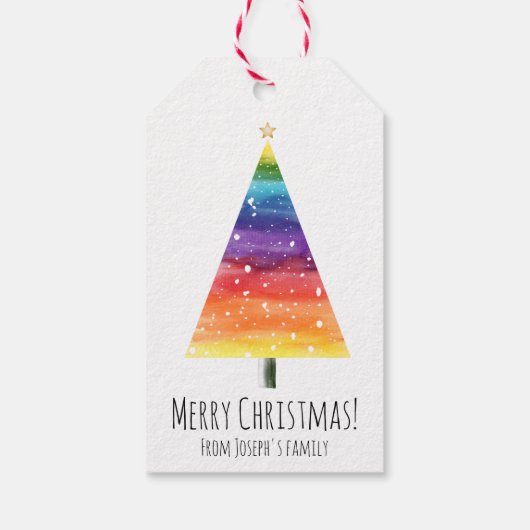 Regenboogkerstboom Cadeaulabel (Achterkant)