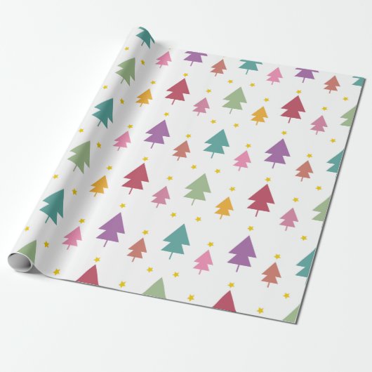 Regenboogkerstboom Cadeaupapier (Uitgerold)
