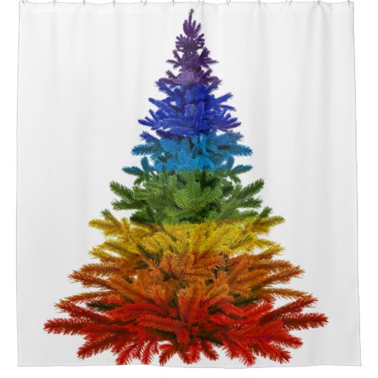 regenboogkerstboom douchegordijn (Voorkant)