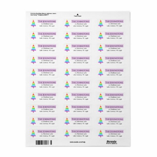 Regenboogkerstboom Etiket (Full Sheet)