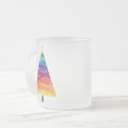 Regenboogkerstboom Matglas Koffiemok (Voorkant links)