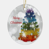 Regenboogkerstboom sneeuw Grafisch Keramisch Ornament (Links)