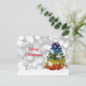 Regenboogkerstboom sneeuw Grafisch kerstkerst Briefkaart (Staand voorkant)